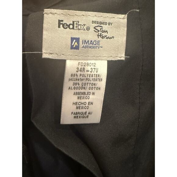 FedEx Work Pants Mens Blue 34R Unhemmed Reflective Cargo Stan Herman Imagewear - Picture 2 of 6